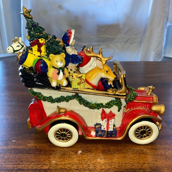 Vintage Fitz & Floyd Holiday Musicals, Santa Mobile We Wish You A Merry XMAS - Picture 3 of 10